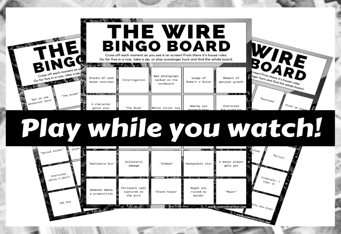 The Wire Bingo Board Printable TV