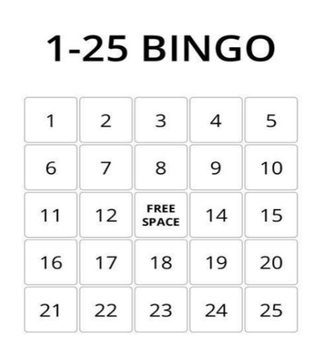 1-25 Bingo Cards
